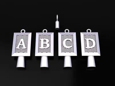Antique Vintage Style Box Rectangle Letter Frame Pendant STYLE 6 3D print model purchase