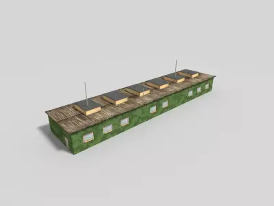 low poly military building 3 Low-poly 3D model