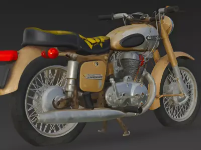Vintage Tan Old Broken Scratched Motorcycle 3D Model 3D model