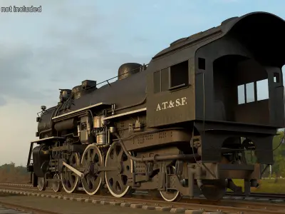 Steam locomotive Santa Fe 3415 3D model