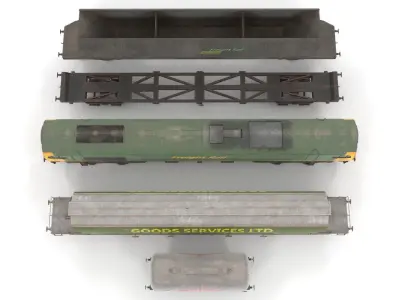 Train Pack low poly Low-poly 3D model