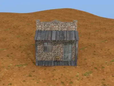 Brick western house Free low-poly 3D model