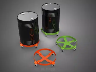 WHEEL CASTER OIL DRUM BARREL ROLLING TRANSPORT DOLLY CART HOLDER 3D model