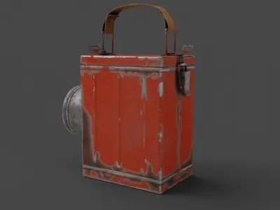 Retro Flashlight in On Position with Glowing Bulb Low-poly 3D model