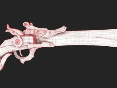 Flintlock Pistol Low-poly 3D model 5