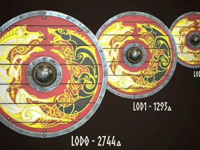 Viking Shield 11 Low-poly 3D model