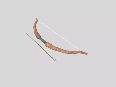 low poly bow 2 and arrow Low-poly 3D model