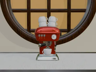 Retro Coffee Machine Low-poly 3D model