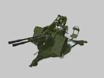 ZPU gun Low-poly 3D model