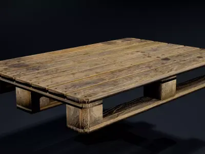 Old Wooden Euro Pallet Low-poly 3D model