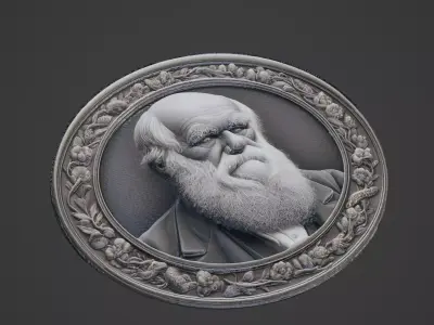 Charles Darwin Medallion 3D print model
