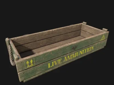 Low Poly PBR Wooden Military Crate 2 Low-poly 3D model