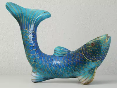 Cloisonne Koi Fish with Garnet Eyes 3D model