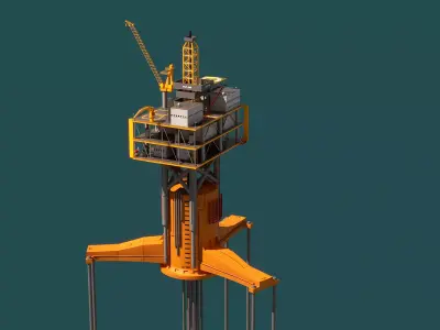 TPL Tension Leg Oil Platform Low-poly 3D model