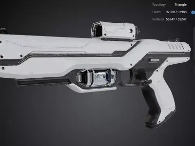 White Futuristic Gun 3D model purchase