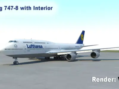 B 747-8 with Interior  3D model