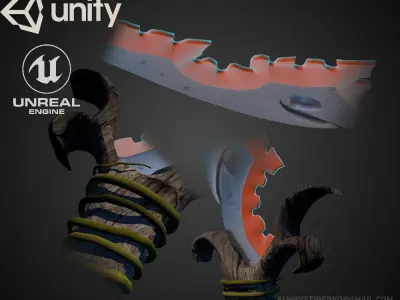 Fantasy Magic ColorChanging Dagger GAME READY Low-poly 3D model