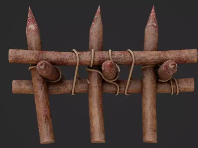 Wooden Spikes Game Ready Model Low-poly 3D model