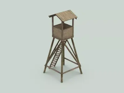  Low Poly Watchtower Game Ready  Low-poly 3D model