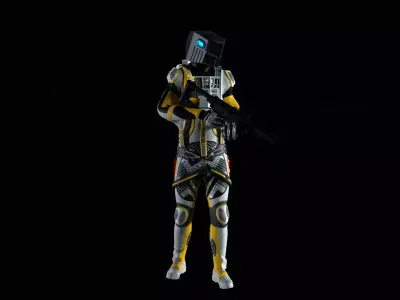 Robot Soldier - Assault Soldier Low-poly 3D model 10