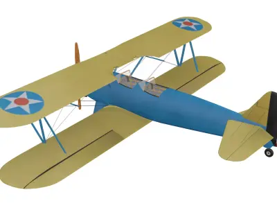 Boeing Stearman PT-17 Low-poly 3D model
