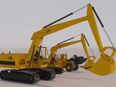CAT 225  Loading  Machine Low-poly 3D model