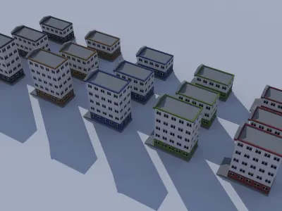 Cartoon Building Low Poly Building Commercial Courthouse Low-poly 3D model