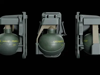 M67 Grenade with ACS Trigger Pouch Low-poly 3D model