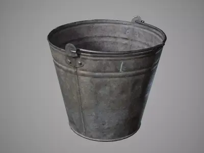 Old rusty metal bucket Low-poly 3D model