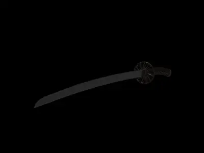 Srylized Japanese katana PBR Low-Poly game ready Low-poly 3D model
