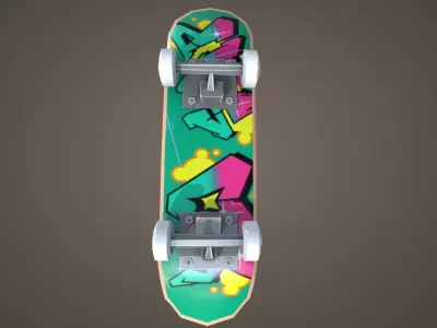 Stylized Skateboard Low-poly 3D model