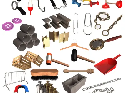 Houseware and Industrial Objects Collection Low-poly 3D model