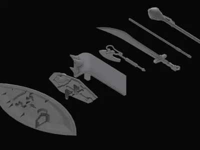 Gundam Zeon Melee Weapons 3D model