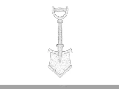 Stylized Golden Shovel Game Ready - AI Low-poly 3D model