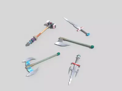5 low poly fantasy weapons pack 4 Low-poly 3D model