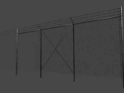 Chainlink Fence Modular Free low-poly 3D model