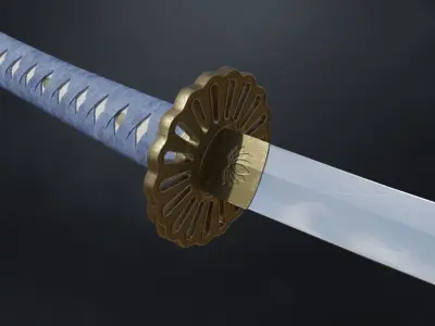 PBR Japanese Sword Low-poly 3D model