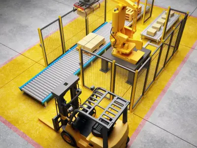 Palletizing Cell Scene 3D model