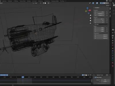 Plane steampunk airplane flying in sky 3D model
