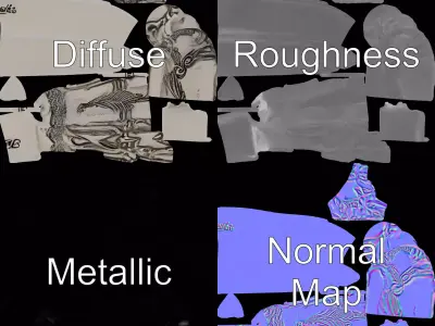 Ornate Silver Knife model pack Low-poly 3D model