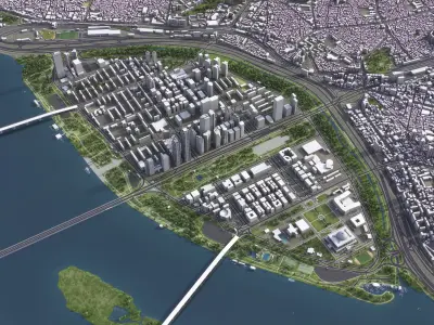 Seoul - Yeouido Low-poly 3D model
