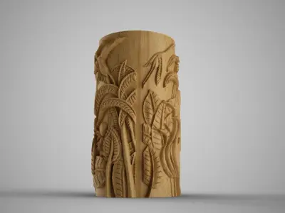 Hieroglyphic relief Cylinder Box 3D print model