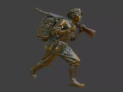 Military sculpture warrior  military battle war hero  soldier 3D print model 2