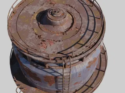 Large Cylindrical Metal silo 3D model