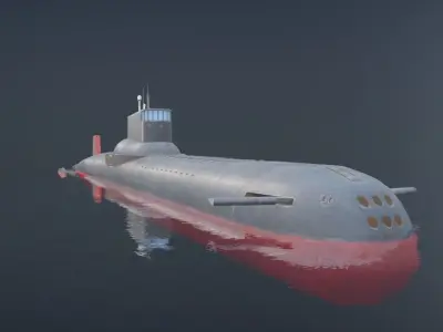 Submarine Hand-Painted Low-poly 3D model