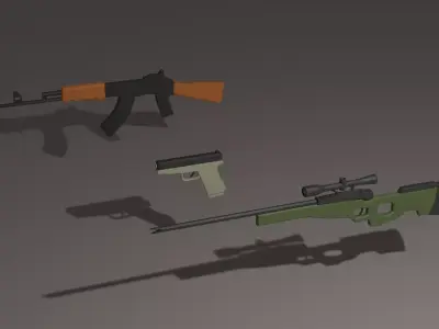 Low Poly Gun Pack Free low-poly 3D model
