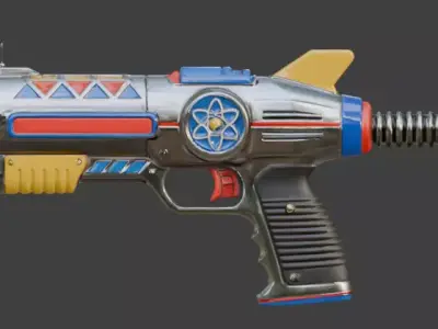 Retro Galactic Atompunk Ray Blaster 3D Model Low-poly 3D model