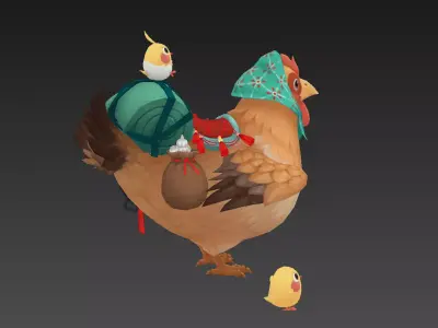 Hen mount Low-poly 3D model purchase