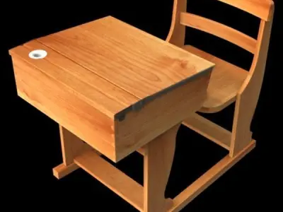 Victorian school desk with combined chair Free 3D model