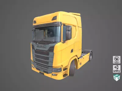 Heavy Truck Chassis 06 Generic Yellow All PBR Unity UE Textures Low-poly 3D model